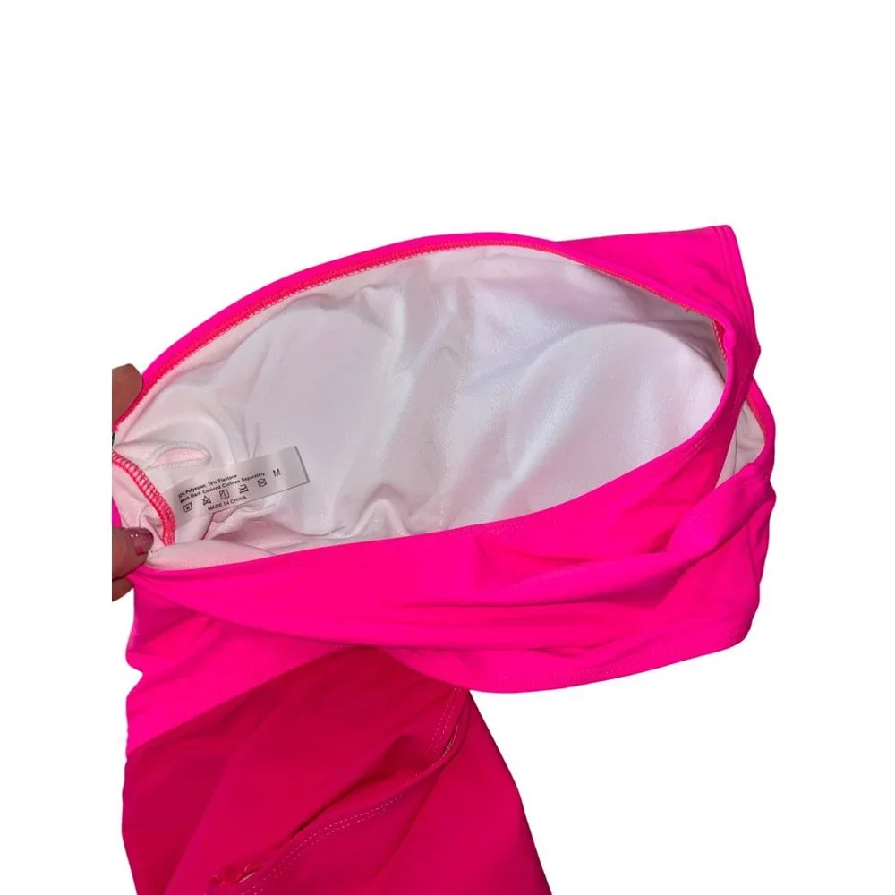 New One-Shoulder Cutout Hot Pink Swimsuit Medium